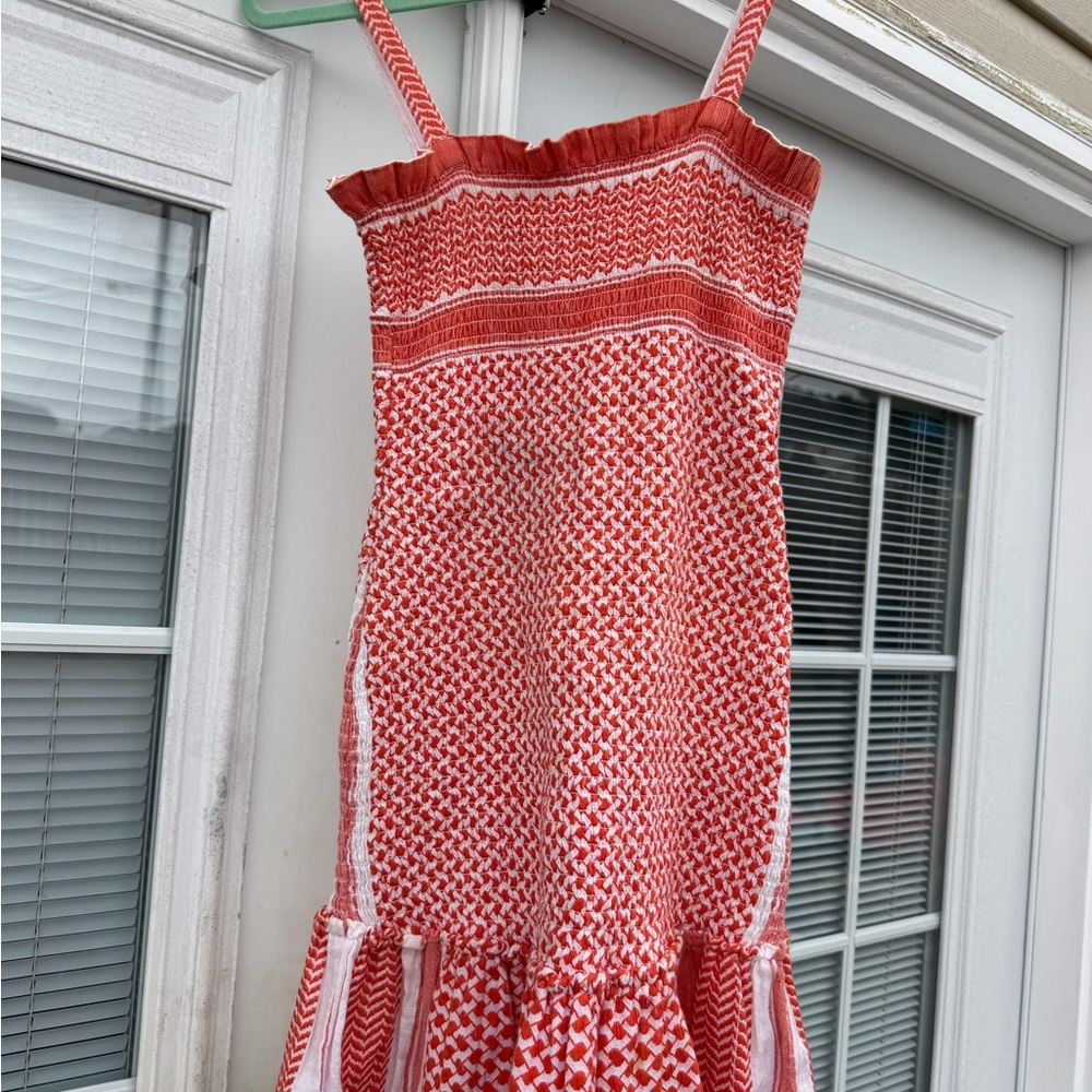 Cecilie Copenhagen Judith Fluted Shirred Cotton-Jacquard Mini Dress - Coral